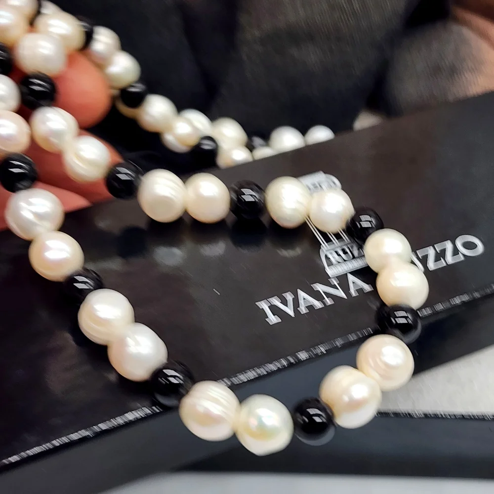 Pearl and Hematite Bead Necklace - Black & White